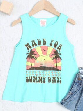 Girls “Made for Sunny Days” Tank Top – Color Bear – Mint – Size 6/7
